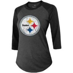Pittsburgh Steelers Fanatics Chase Claypool  Women's Team Player Name & Number Tri-Blend Raglan 3/4-Sleeve T-Shirt