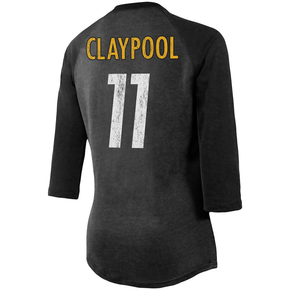 Pittsburgh Steelers Fanatics Chase Claypool  Women's Team Player Name & Number Tri-Blend Raglan 3/4-Sleeve T-Shirt