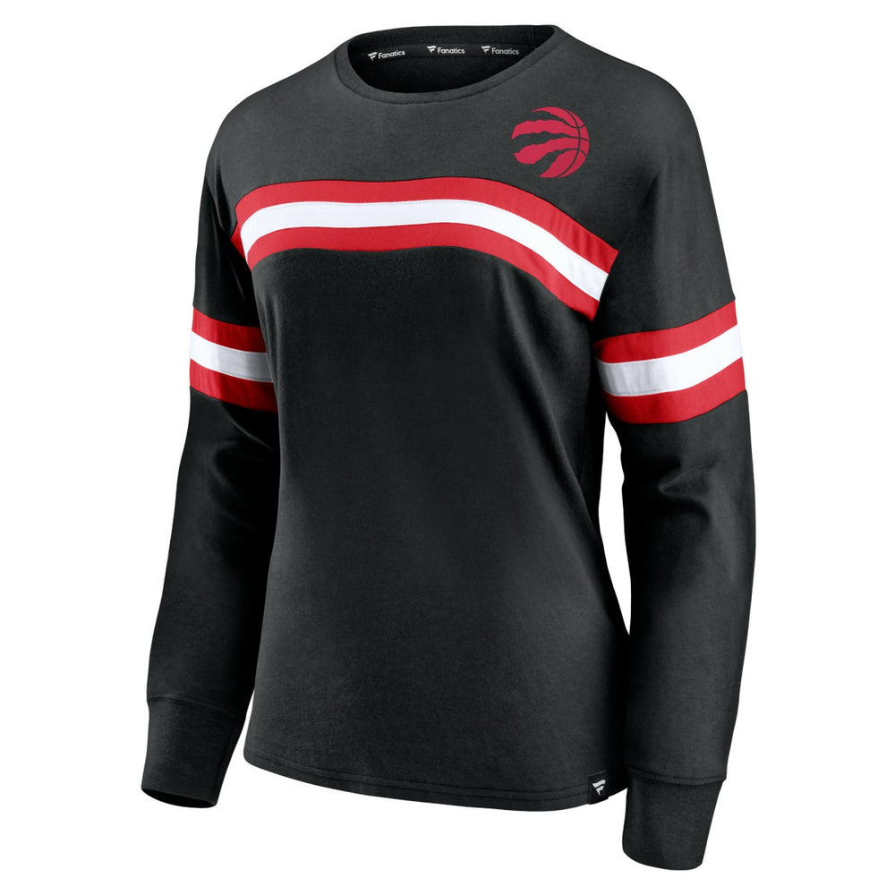 Toronto Raptors Women's Block Party Chest Logo Striped Long Sleeve T-Shirt Online