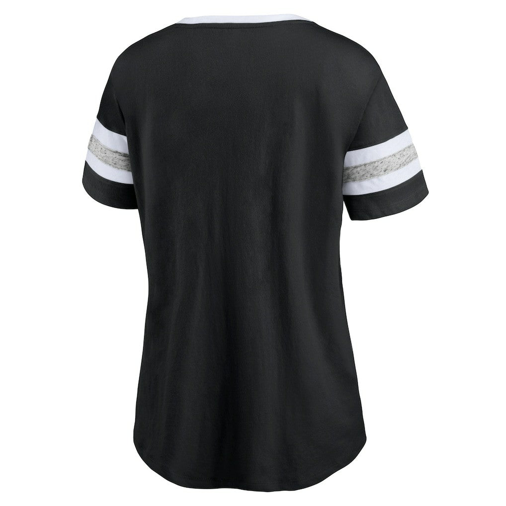 Brooklyn Nets Women's Block Party Striped Sleeve T-Shirt On Sale
