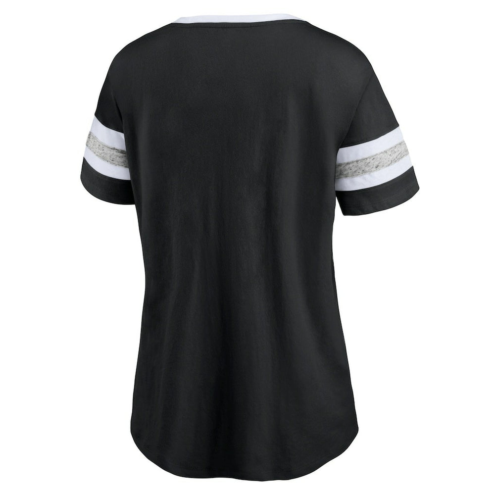 Brooklyn Nets Women's Block Party Striped Sleeve T-Shirt On Sale