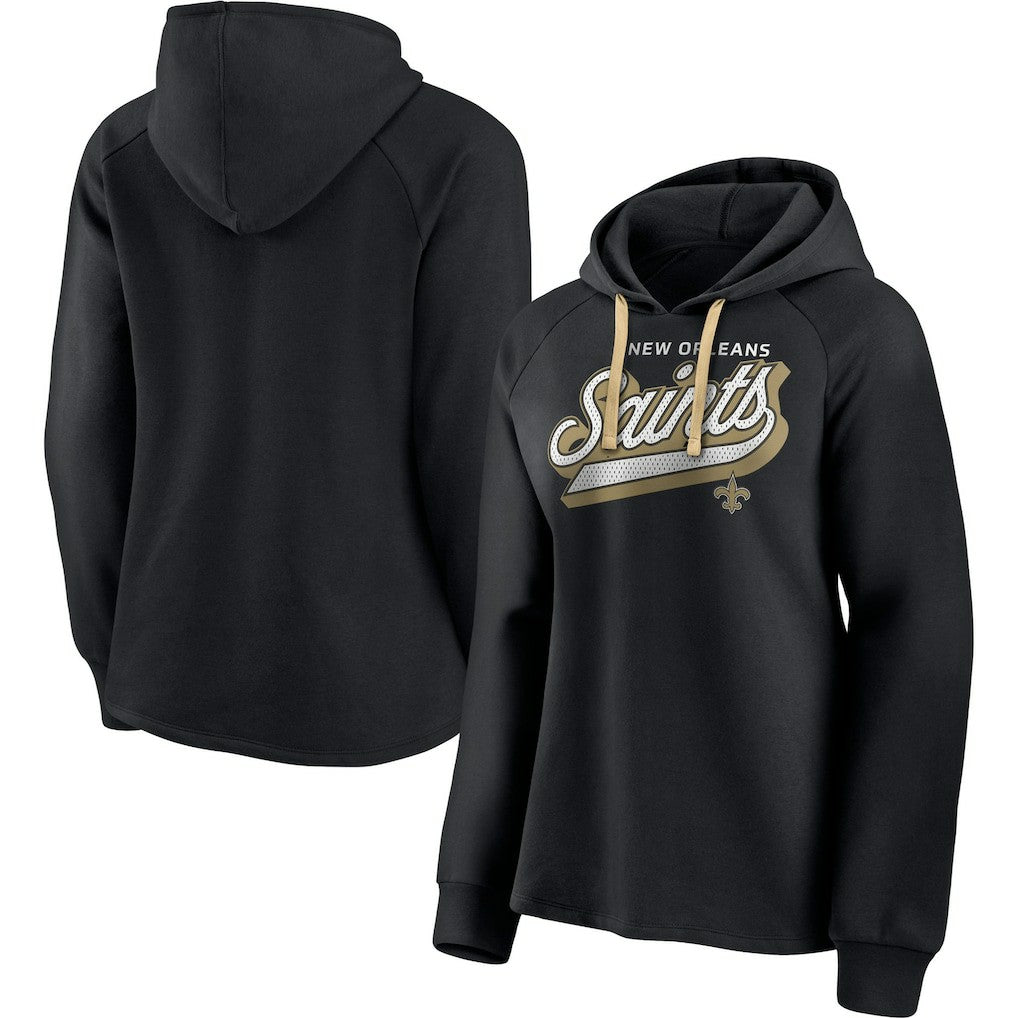 New Orleans Saints Fanatics Women's First Contact Raglan Pullover Hoodie
