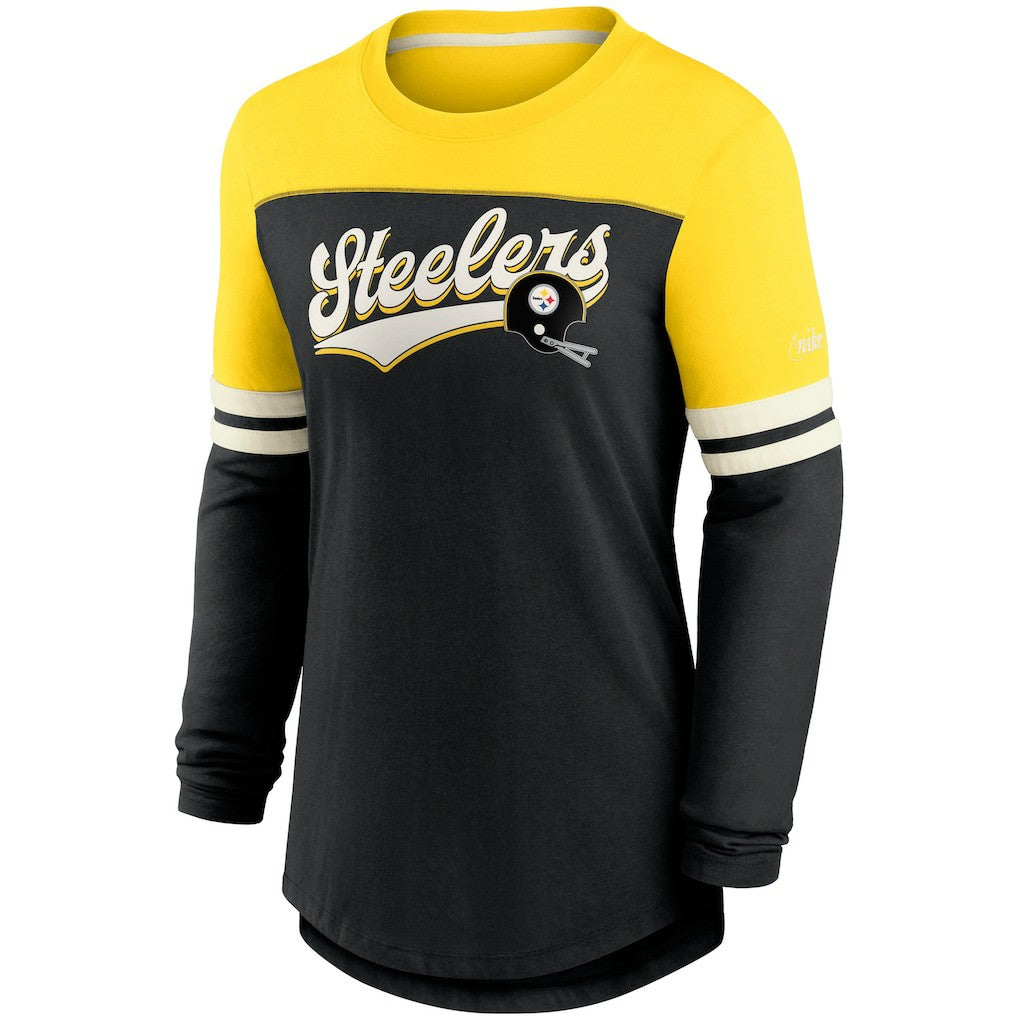 Pittsburgh Steelers Nike Women's Retro Script Performance Tri-Blend Long Sleeve T-Shirt