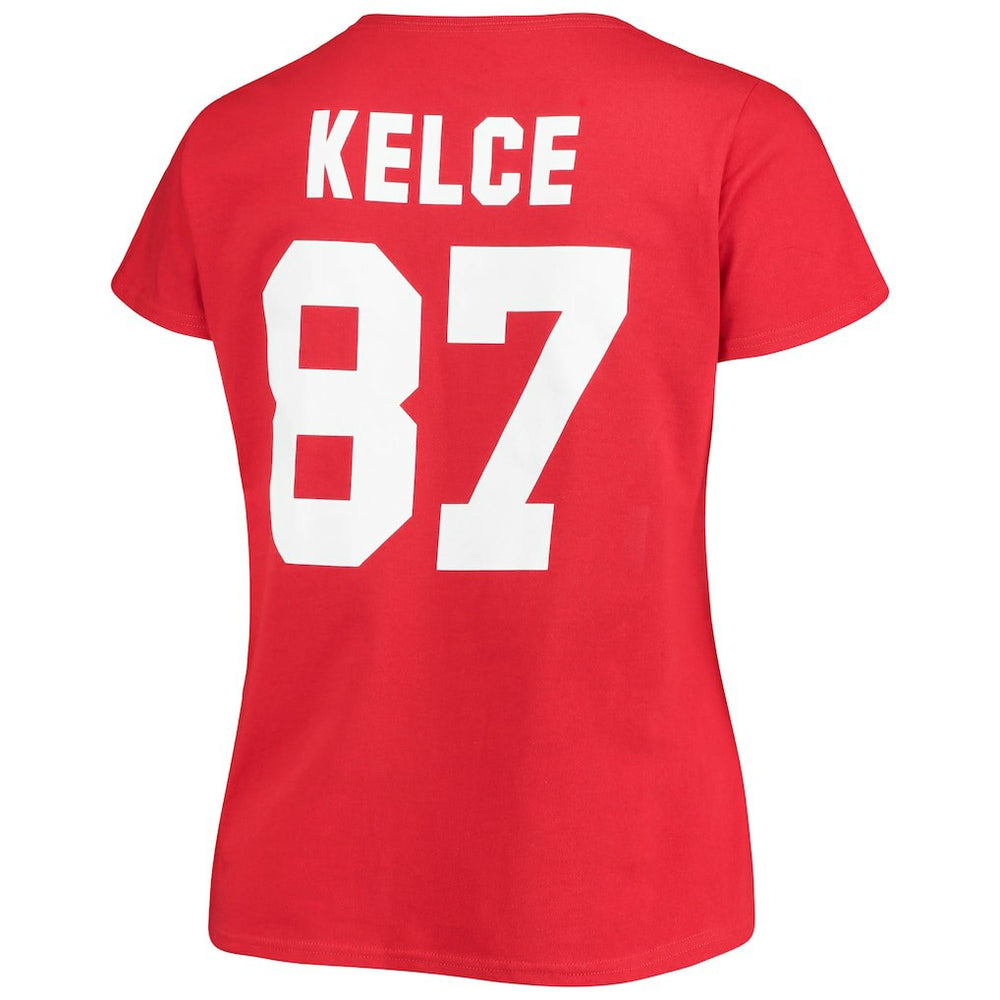 Kansas City Chiefs  Travis Kelce  Women's Plus Size Fair Catch Name & Number Scoop Neck T-Shirt