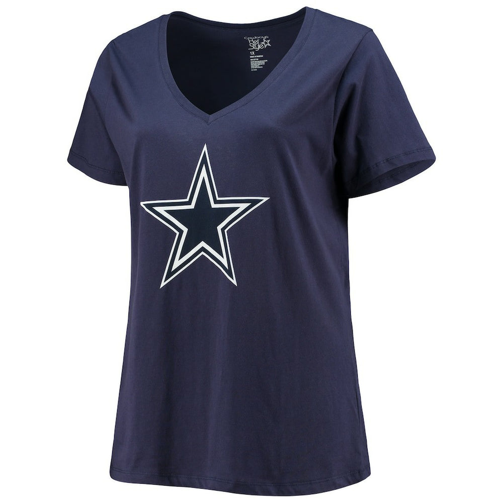 Dallas Cowboys  Dak Prescott  Women's Plus Size Fair Catch Name & Number V-Neck T-Shirt
