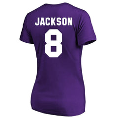 Baltimore Ravens Fanatics Lamar Jackson  Women's Plus Size Name & Number V-Neck T-Shirt