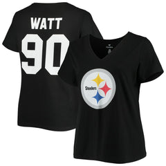 Pittsburgh Steelers Fanatics T.J. Watt  Women's Plus Size Name & Number V-Neck T-Shirt