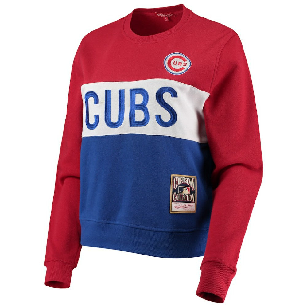 Chicago Cubs Mitchell & Ness Women's Color Block 2.0 Pullover Sweatshirt | MLB Discount