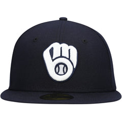 Milwaukee Brewers New Era White Logo 59FIFTY Fitted Hat | MLB On Sale