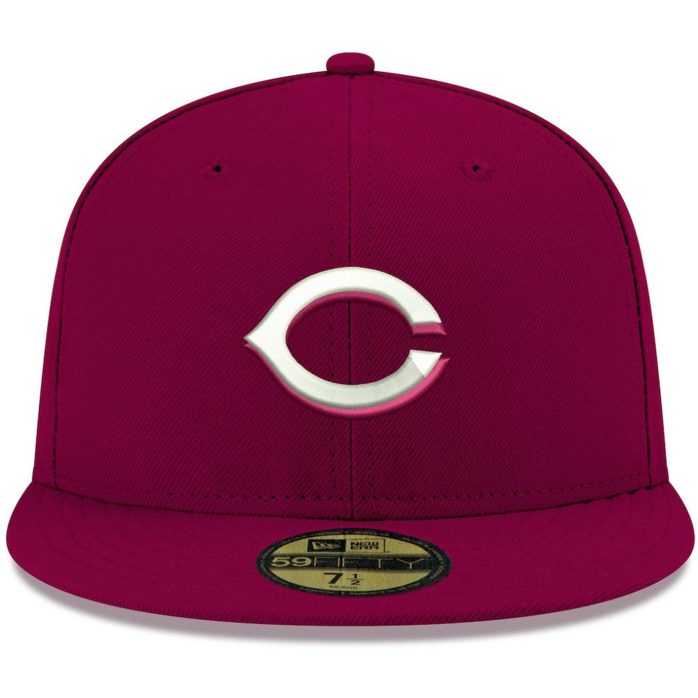 Cincinnati Reds New Era White Logo 59FIFTY Fitted Hat | MLB Discount