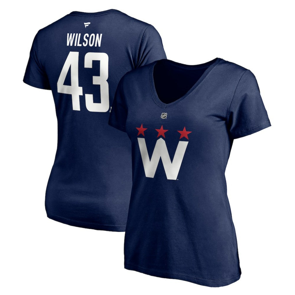 Tom Wilson Washington Capitals Fanatics Women's Authentic Stack Name & Number V-Neck T-Shirt For Sale