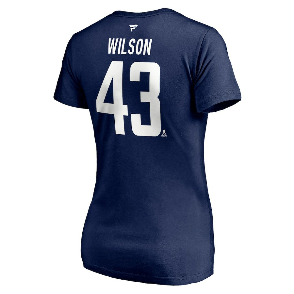 Tom Wilson Washington Capitals Fanatics Women's Authentic Stack Name & Number V-Neck T-Shirt For Sale