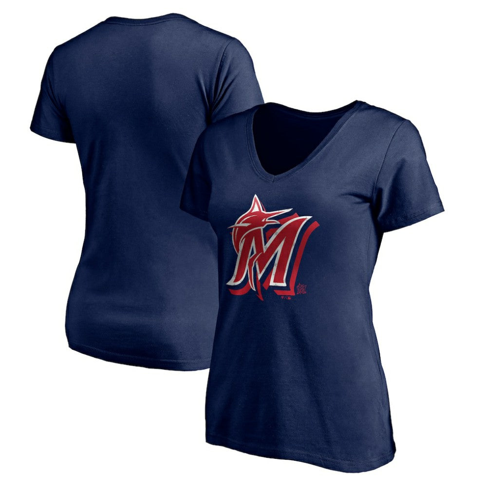 Miami Marlins Women's Red White and Team V-Neck T-Shirt | MLB Near me