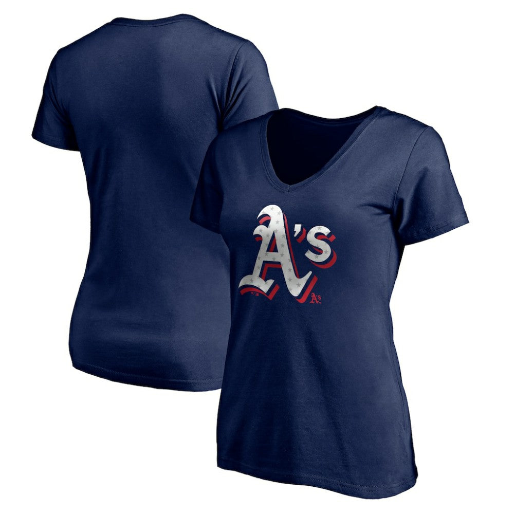 Athletics Women's Red White and Team V-Neck T-Shirt | MLB For sale