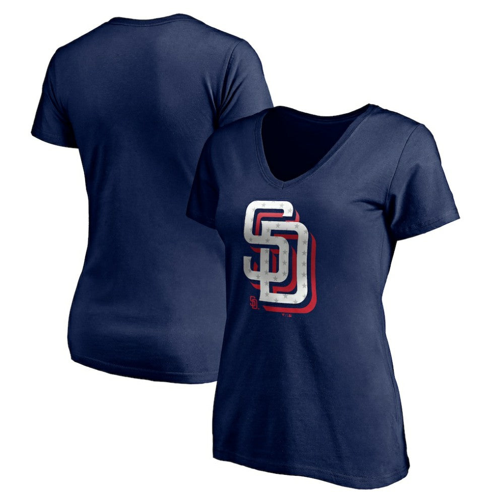 San Diego Padres Women's Red White and Team V-Neck T-Shirt | MLB Shop