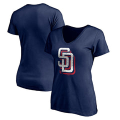 San Diego Padres Women's Red White and Team V-Neck T-Shirt | MLB Shop