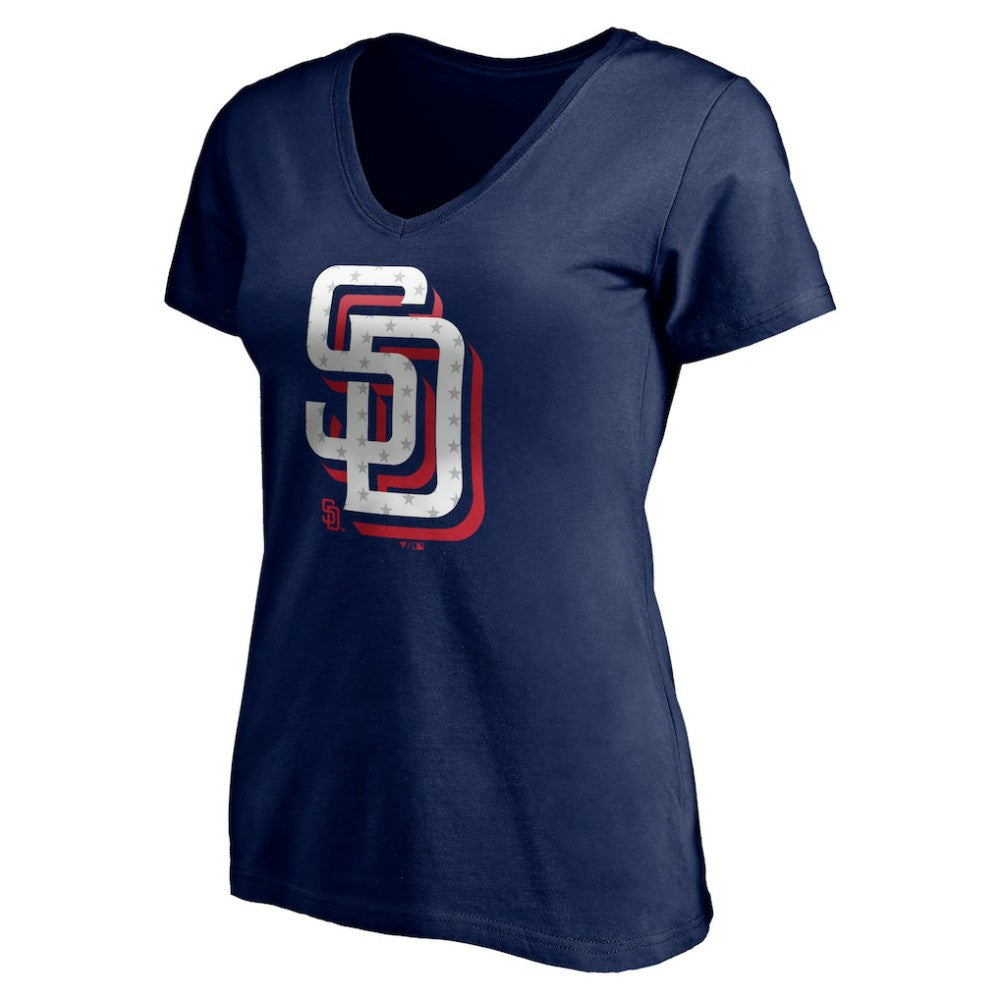 San Diego Padres Women's Red White and Team V-Neck T-Shirt | MLB Shop