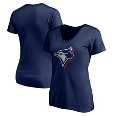 Toronto Blue Jays Women's Red White and Team V-Neck T-Shirt | MLB Outlet