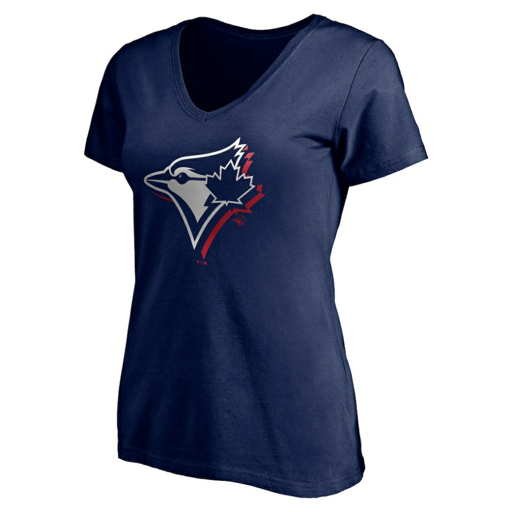 Toronto Blue Jays Women's Red White and Team V-Neck T-Shirt | MLB Outlet