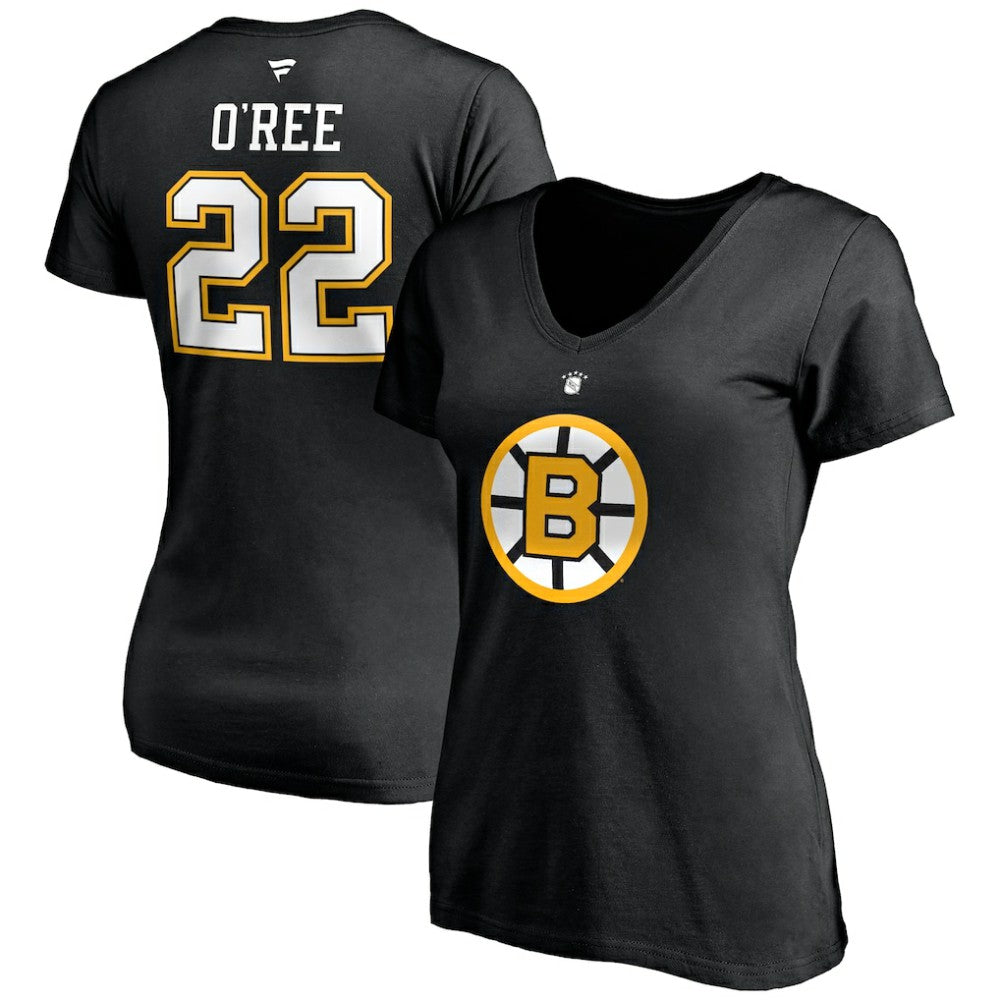 Willie O'Ree Boston Bruins Fanatics Women's Authentic Stack Retired Player Name & Number V-Neck T-Shirt Outlet