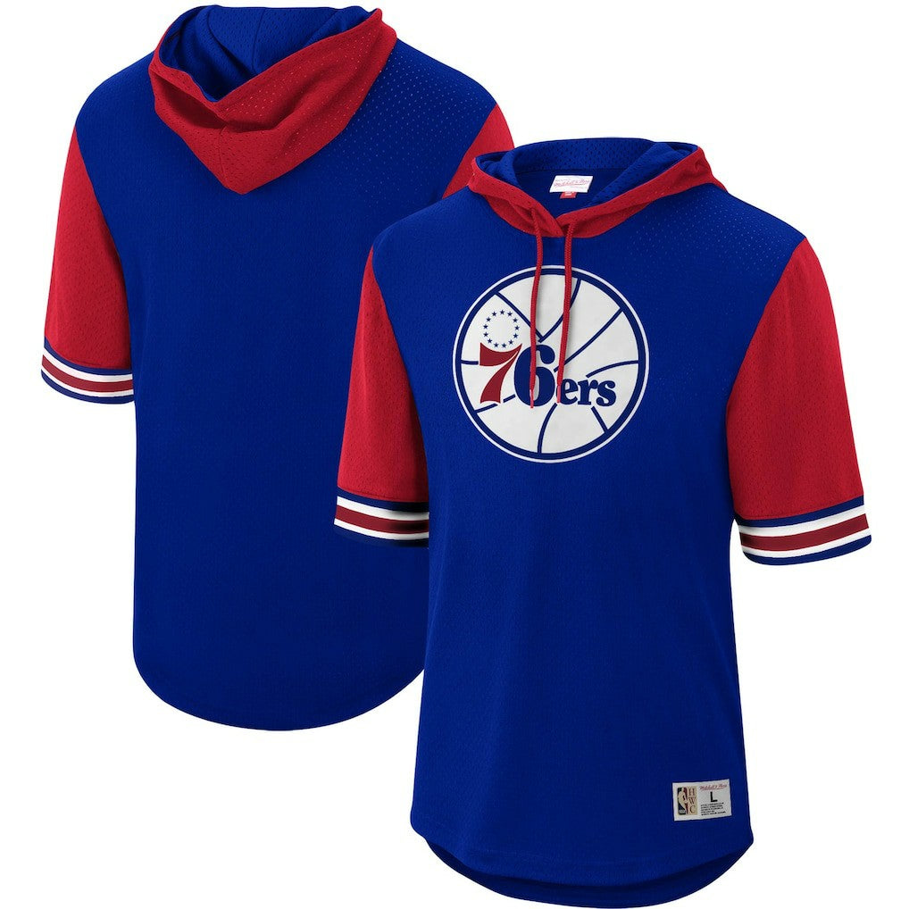 Philadelphia 76ers Hardwood Classics Buzzer Beater Mesh Pullover Hoodie New