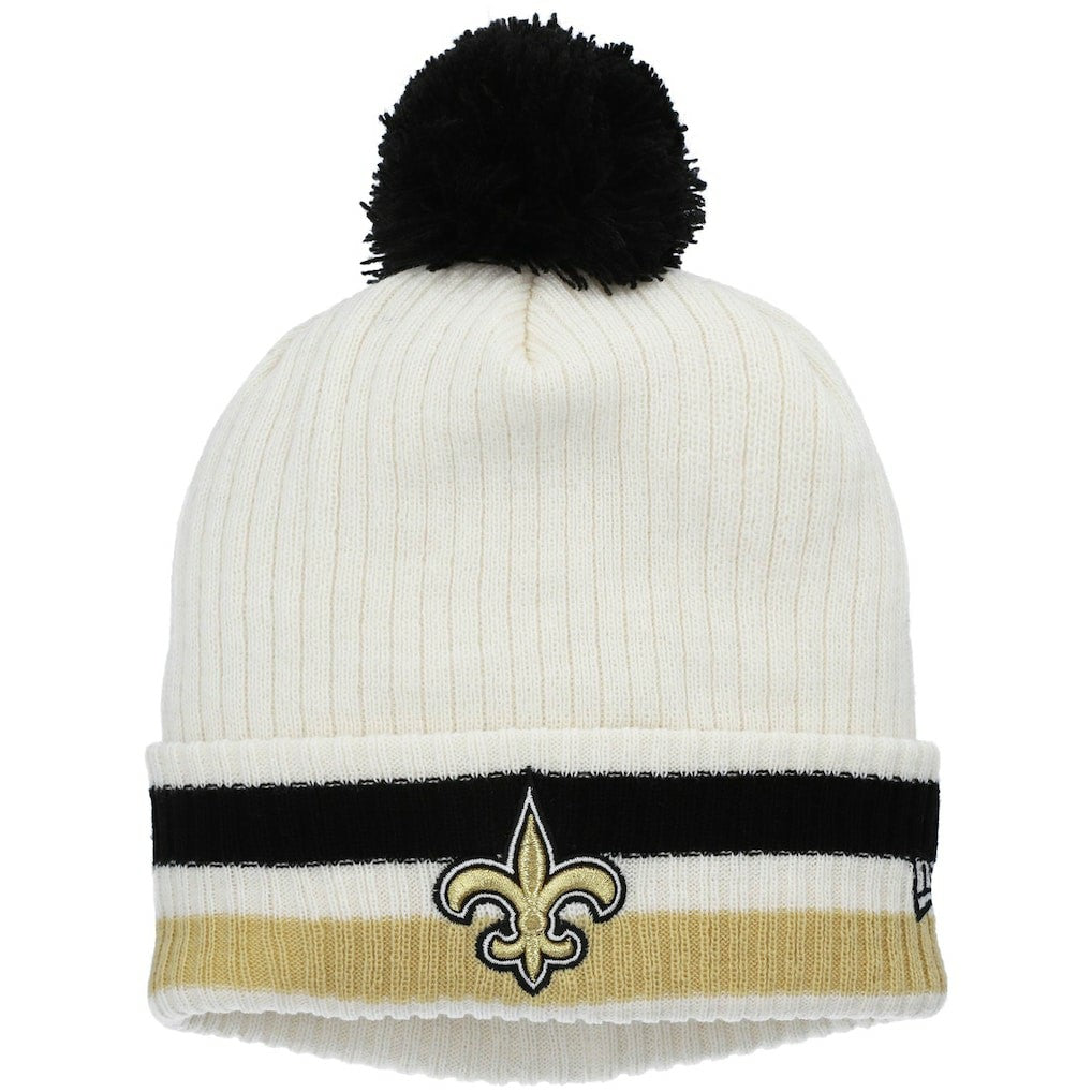 New Orleans Saints New Era Youth Retro Cuffed Knit Hat with Pom
