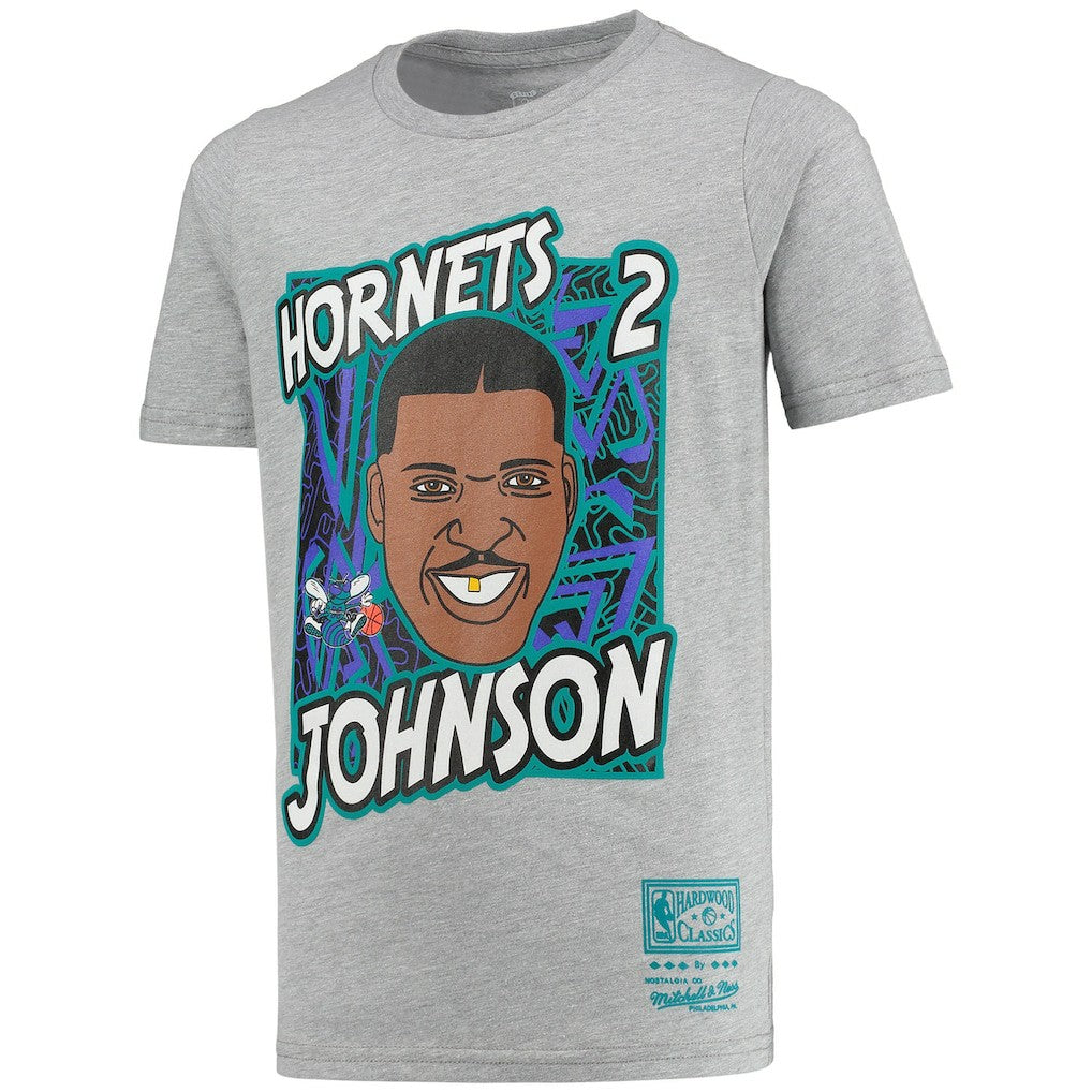 Larry Johnson Charlotte Hornets Youth Hardwood Classics King of the Court Player T-Shirt Online
