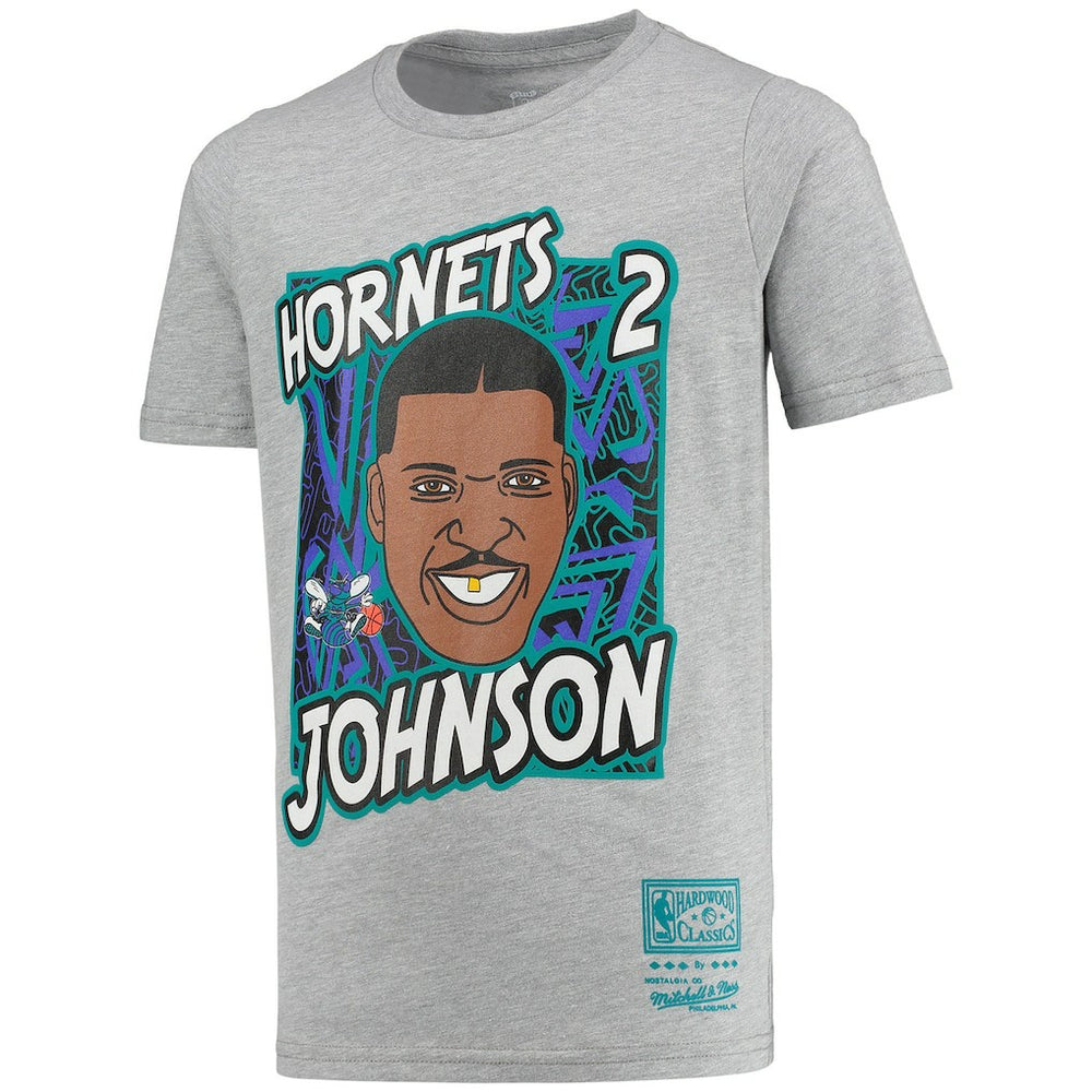 Larry Johnson Charlotte Hornets Youth Hardwood Classics King of the Court Player T-Shirt Online