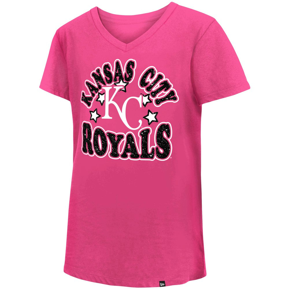 Kansas City Royals New Era Girls Youth Jersey Stars V-Neck T-Shirt | MLB US