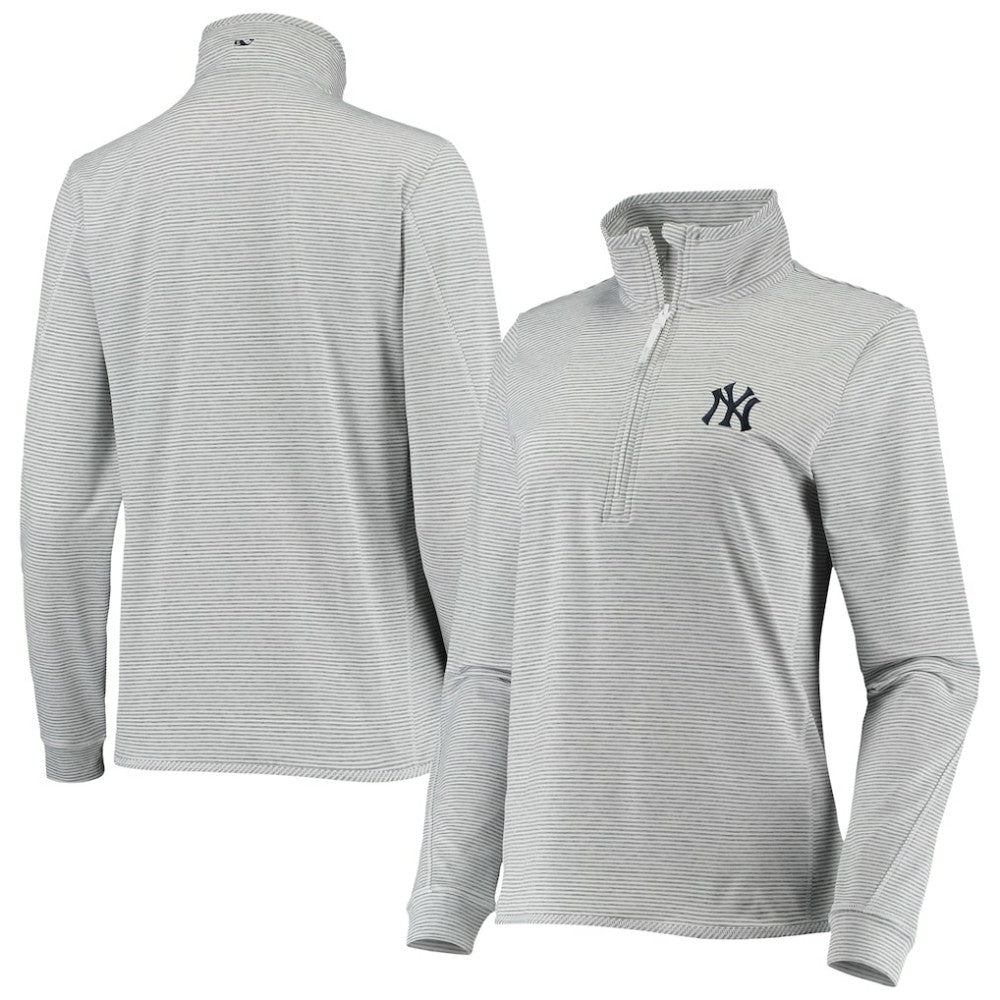 New York Yankees Vineyard Vines Women's Stripe Sankaty Half-Zip Pullover Top | MLB Discount