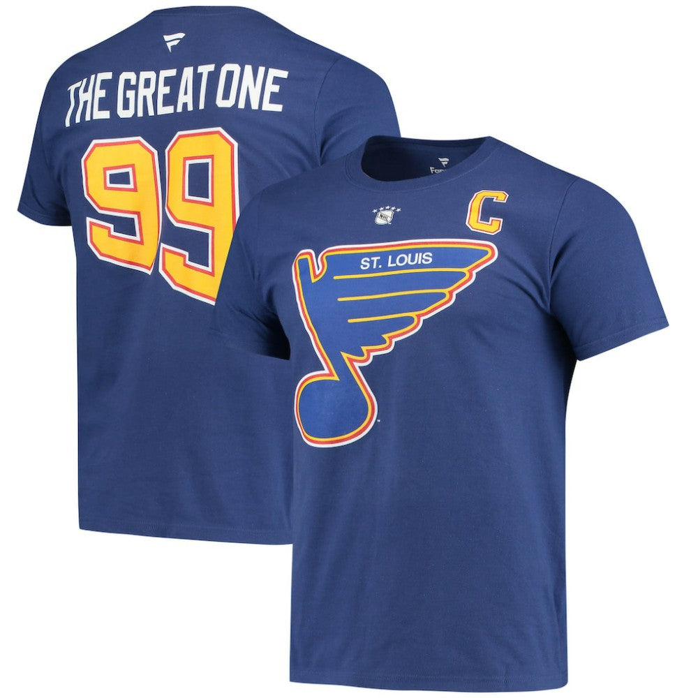 Wayne Gretzky St. Louis Blues Fanatics Authentic Stack Retired Player Nickname & Number T-Shirt Outlet