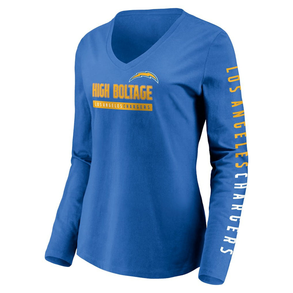 Los Angeles Chargers Fanatics Women's Slogan V-Neck Long Sleeve T-Shirt