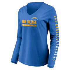 Los Angeles Chargers Fanatics Women's Slogan V-Neck Long Sleeve T-Shirt