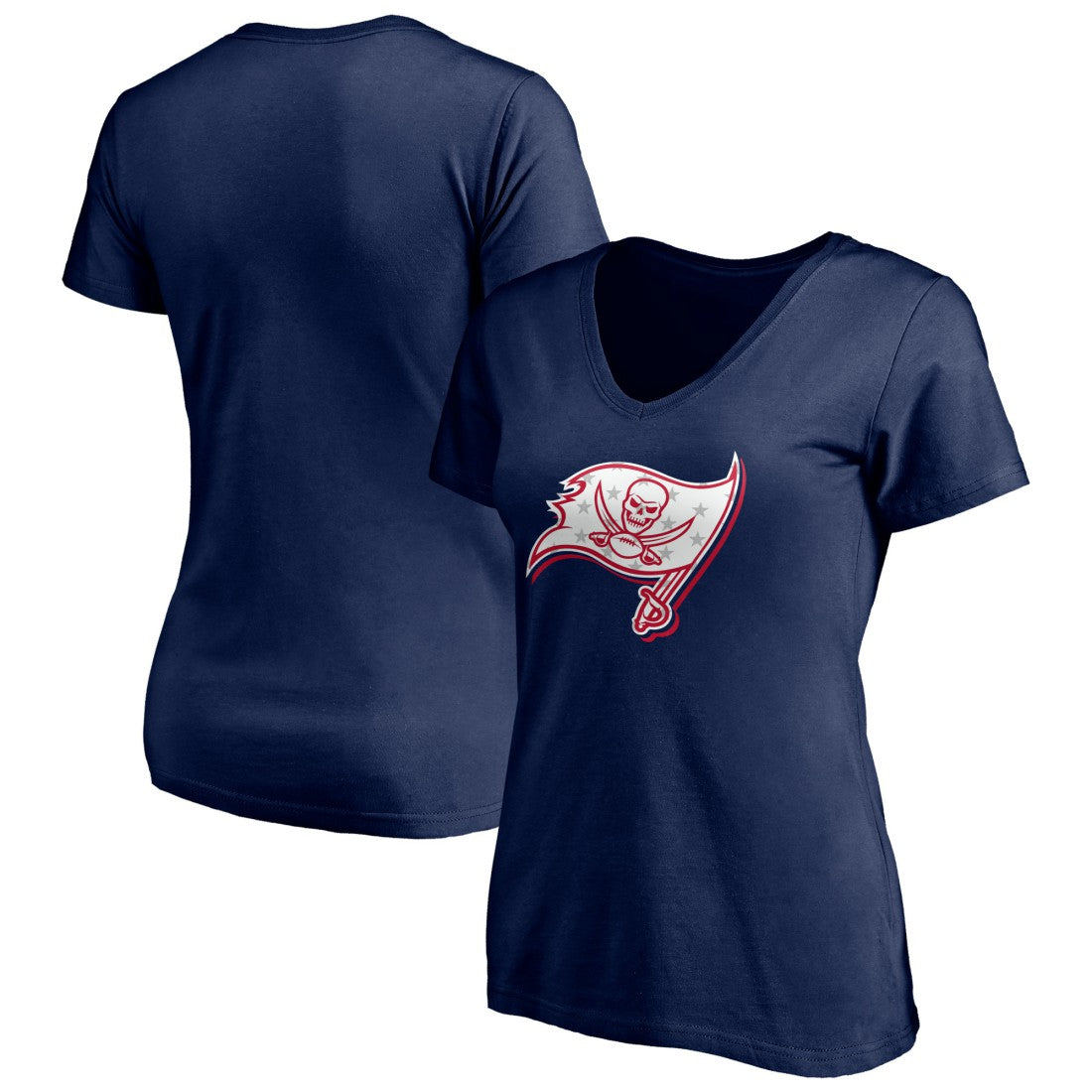 Tampa Bay Buccaneers  Women's Red White and Team V-Neck T-Shirt