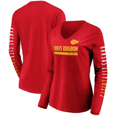 Kansas City Chiefs Fanatics Women's Slogan V-Neck Long Sleeve T-Shirt