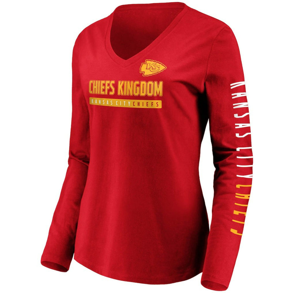 Kansas City Chiefs Fanatics Women's Slogan V-Neck Long Sleeve T-Shirt