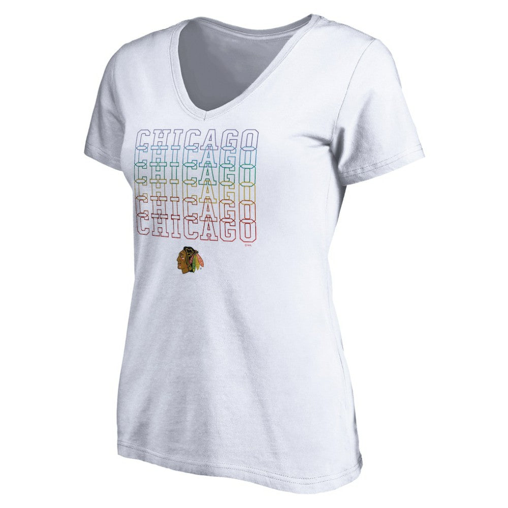 Chicago Blackhawks Women's City Pride V-Neck T-Shirt On Sale