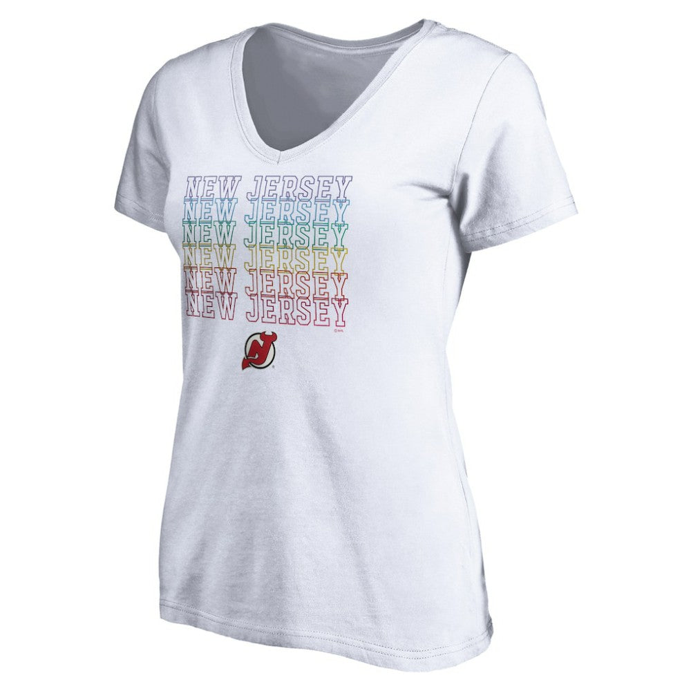 New Jersey Devils Women's City Pride V-Neck T-Shirt For Sale