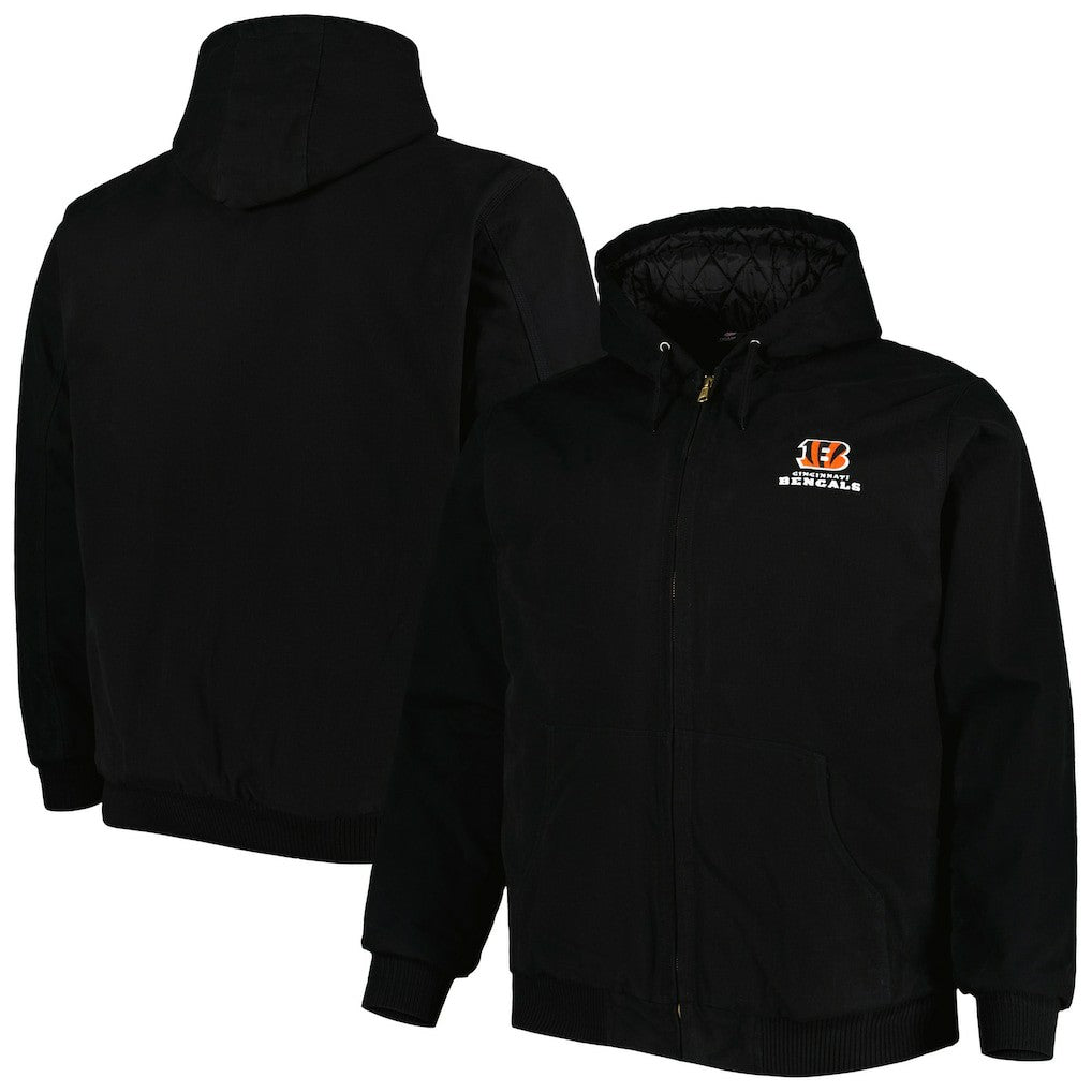 Cincinnati Bengals  Dunbrooke Big & Tall Dakota Canvas Hoodie Full-Zip Jacket