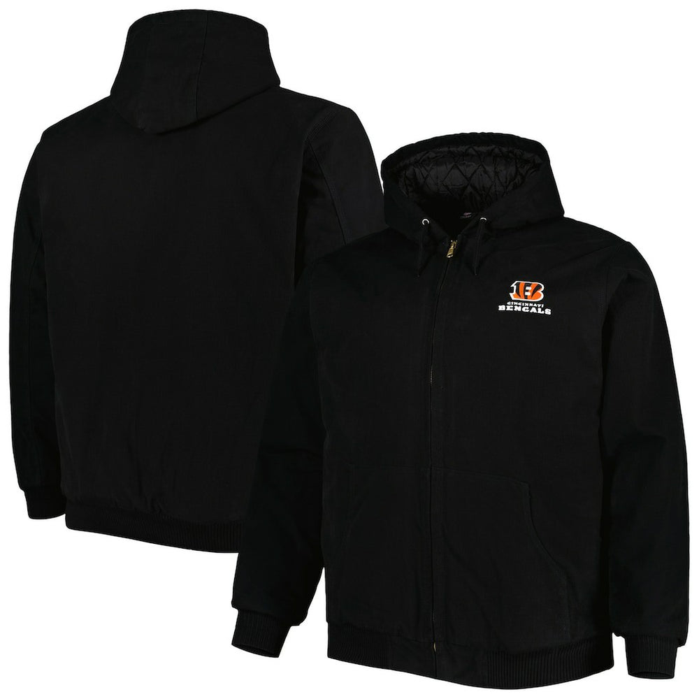 Cincinnati Bengals  Dunbrooke Big & Tall Dakota Canvas Hoodie Full-Zip Jacket