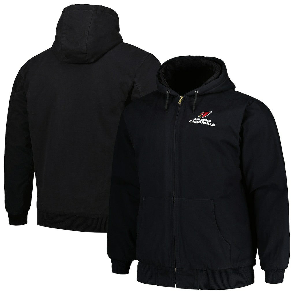 Arizona Cardinals  Dunbrooke Big & Tall Dakota Canvas Hoodie Full-Zip Jacket