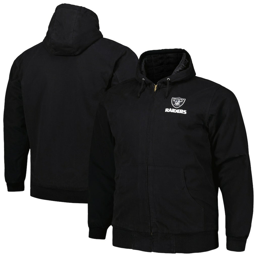 Las Vegas Raiders  Dunbrooke Big & Tall Dakota Canvas Hoodie Full-Zip Jacket