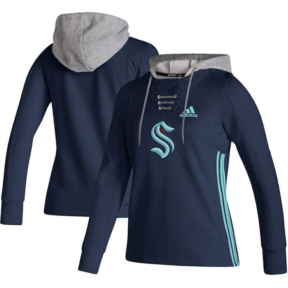 Seattle Kraken adidas Women's Skate Lace AEROREADY Pullover Hoodie Sale