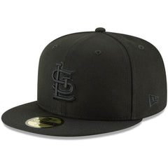 St. Louis Cardinals New Era Black on Black 59FIFTY Fitted Hat | MLB Discount