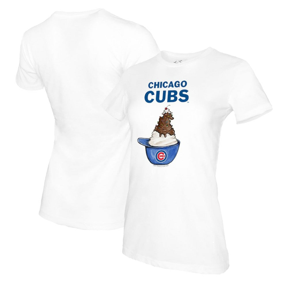 Chicago Cubs Tiny Turnip Women's Sundae Helmet T-Shirt | MLB New