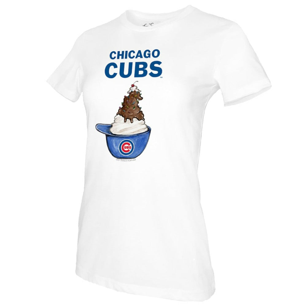 Chicago Cubs Tiny Turnip Women's Sundae Helmet T-Shirt | MLB New