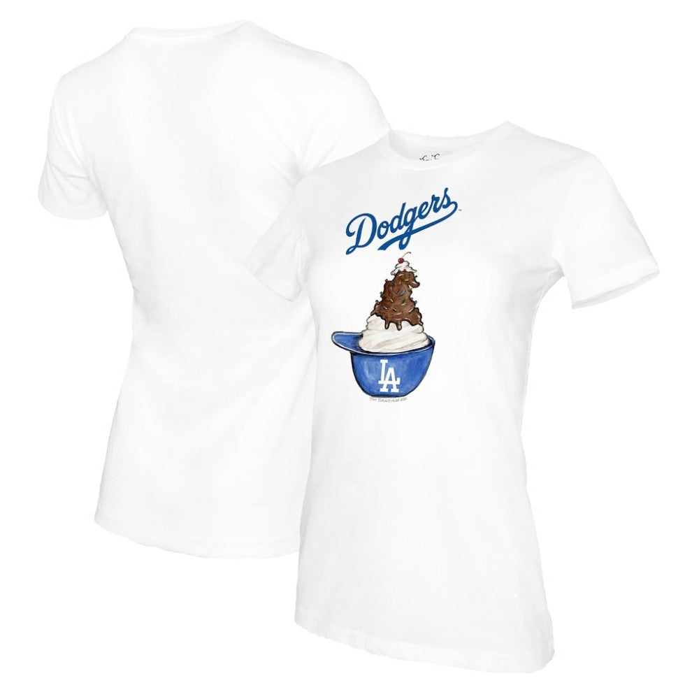 Los Angeles Dodgers Tiny Turnip Women's Sundae Helmet T-Shirt | MLB New