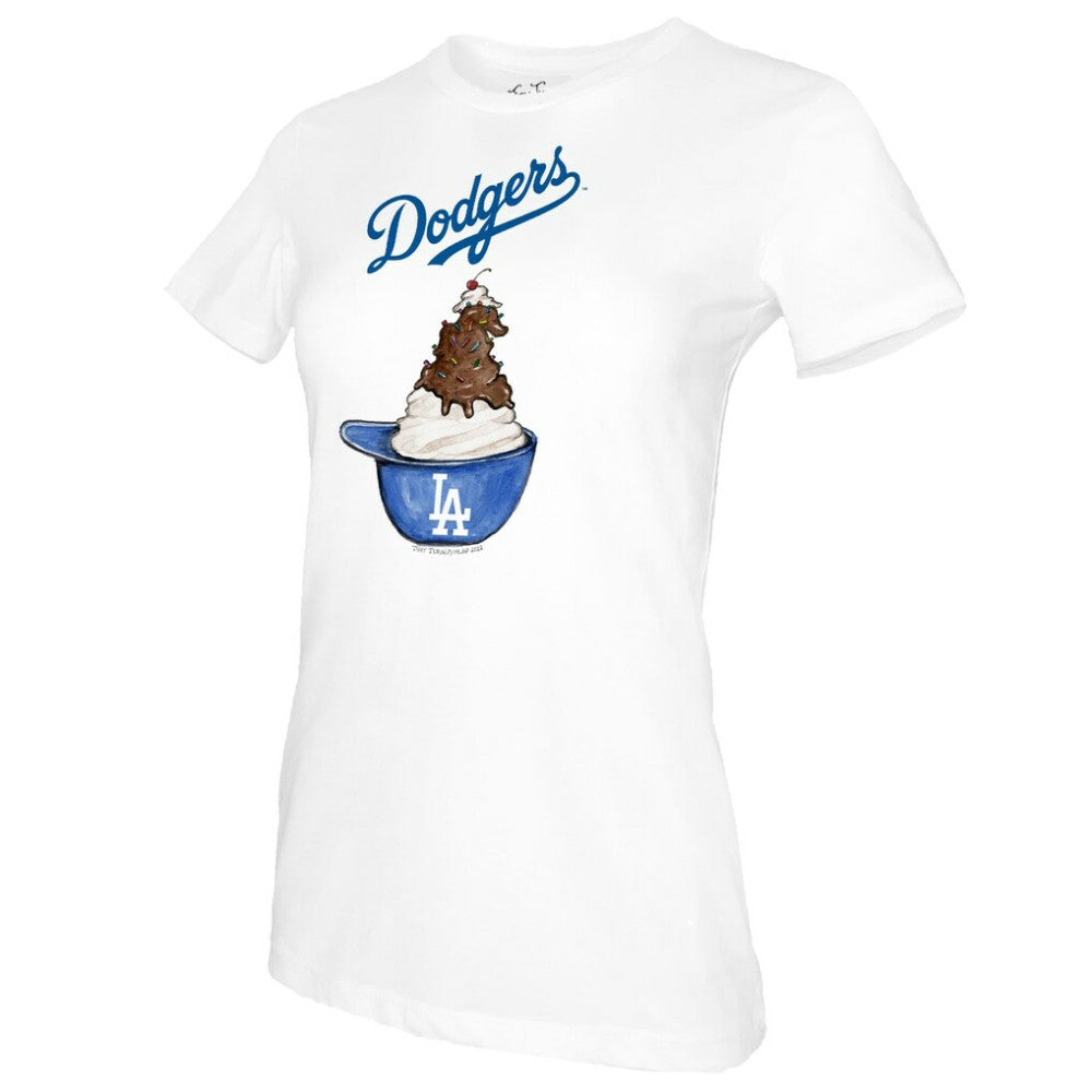 Los Angeles Dodgers Tiny Turnip Women's Sundae Helmet T-Shirt | MLB New
