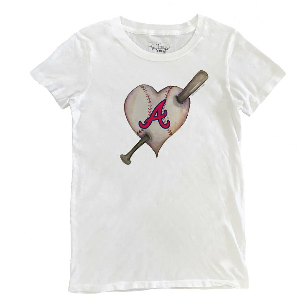 Atlanta Braves Tiny Turnip Women's Heart Bat T-Shirt | MLB On Sale