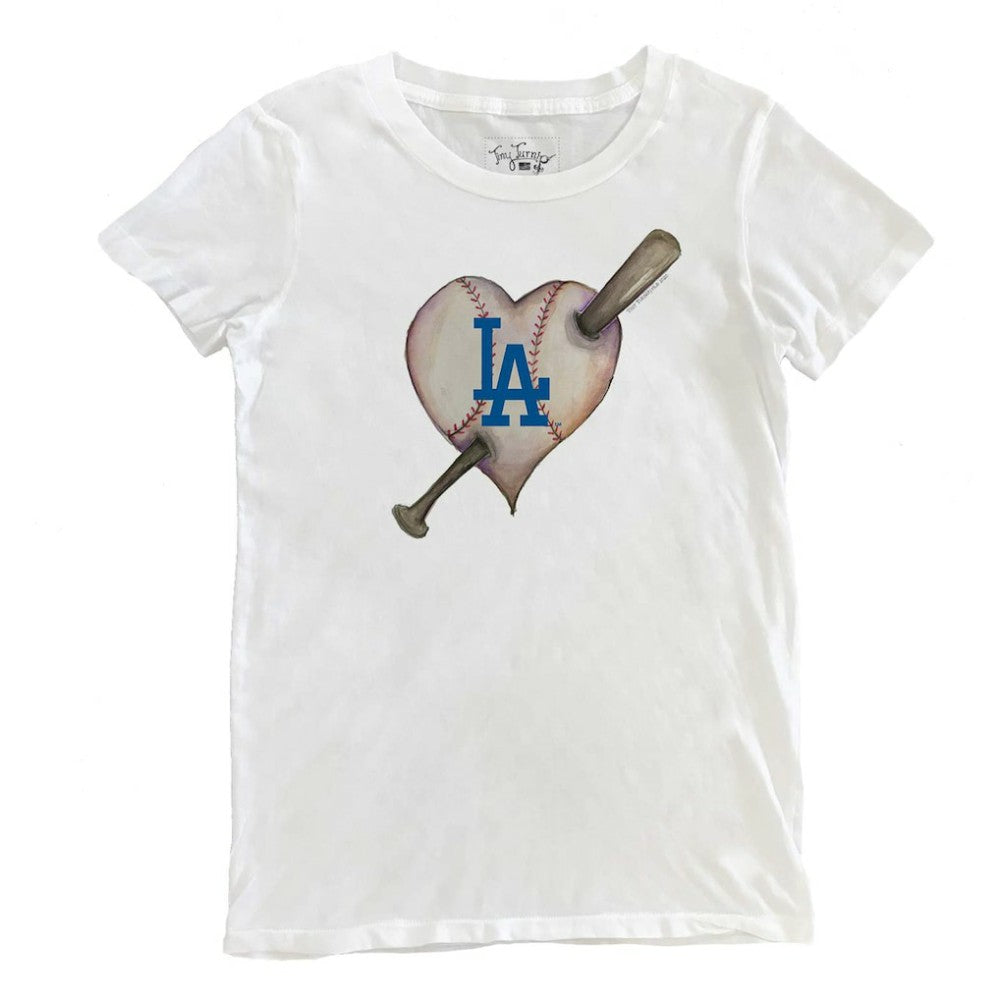 Los Angeles Dodgers Tiny Turnip Women's Heart Bat T-Shirt | MLB For sale